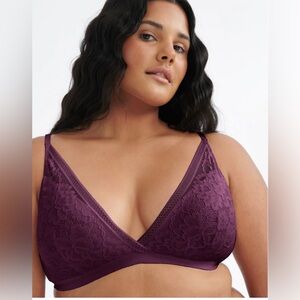 KNIX Sz XL Lace Deep V Padded No Underwire Bralette Bra NEW WITH TAGS.